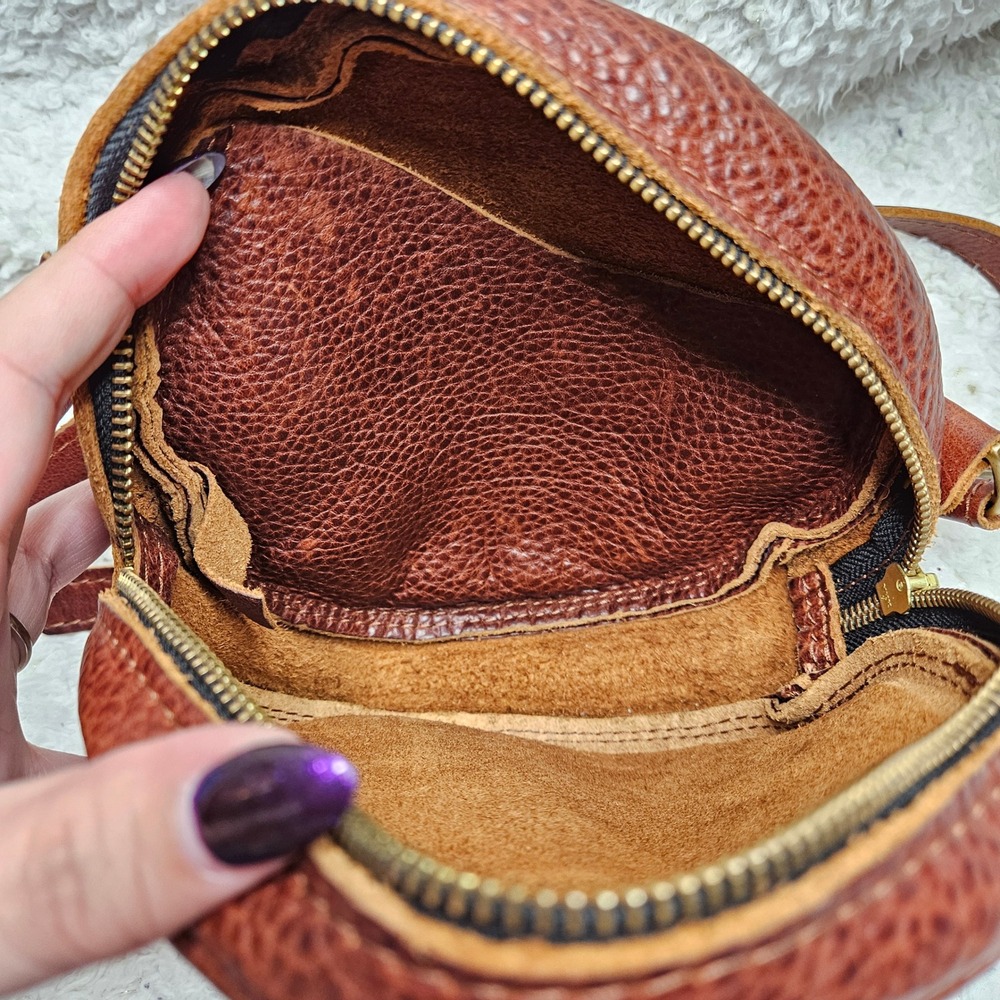 Portland Leather Almost Perfect Pebble Leather Circle Crossbody in Nutmeg - Picture 6 of 11